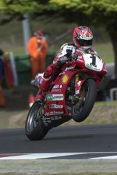 Carl Fogarty mit Wheelie